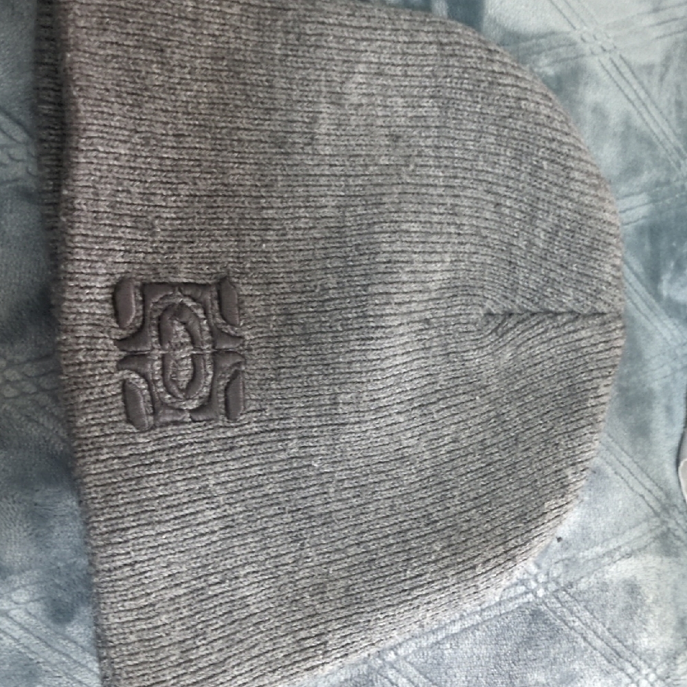 Gray Knit Beanie with Embroidered Logo